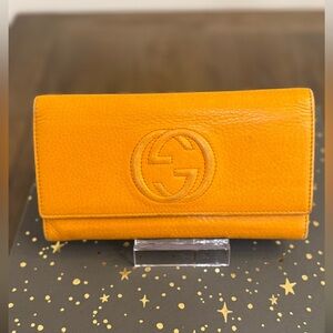 🧡 Gucci Orange Leather Continental Wallet 🧡 PRE-LOVED